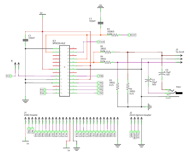 ZXIO TalkBot Schematic, Featuring the SP0256-AL2 Speech Chip