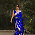 Royal blue saree with jewelry 