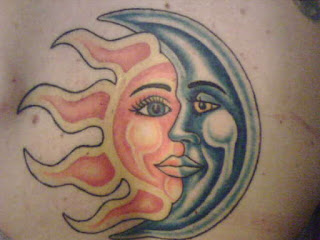 sun and moon tattoo; the sun and the moon are the two sides of the human nature