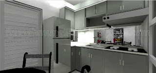 Kitchen set mungil minimalis abu-abu