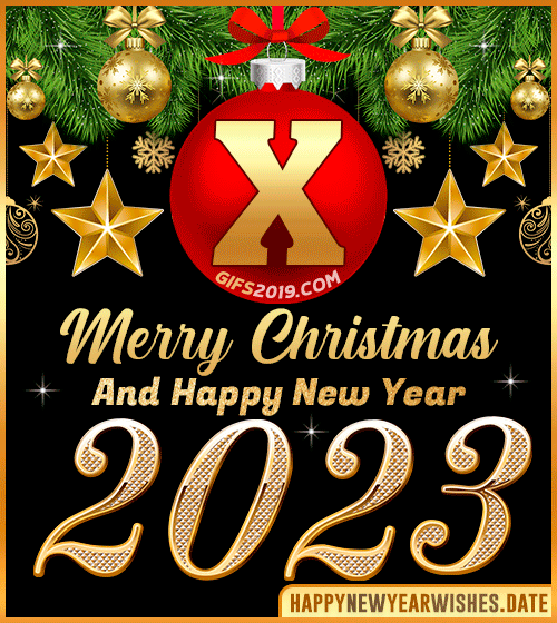 Names with Happy New Year gif 2023 that starts with the letter X
