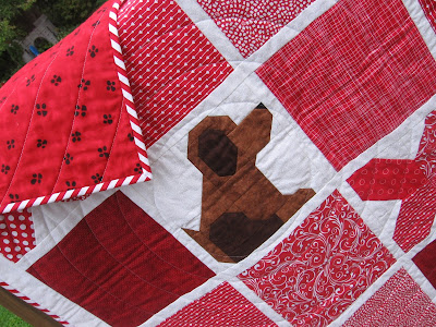 Tic Tac Woof! backing and striped binding