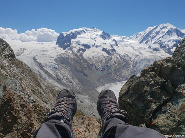 Hiking from Gornergrat to Rotenboden - view of glacier