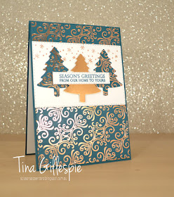 scissorspapercard, Stampin' Up!, Art With Heart, Heart Of Christmas, Merry Christmas To All, Elfie, Brightly Gleaming SDSP, Copper Foil, Pine Tree Punch, Rectangle Stitched Dies, Celestial Copper Delicata Ink