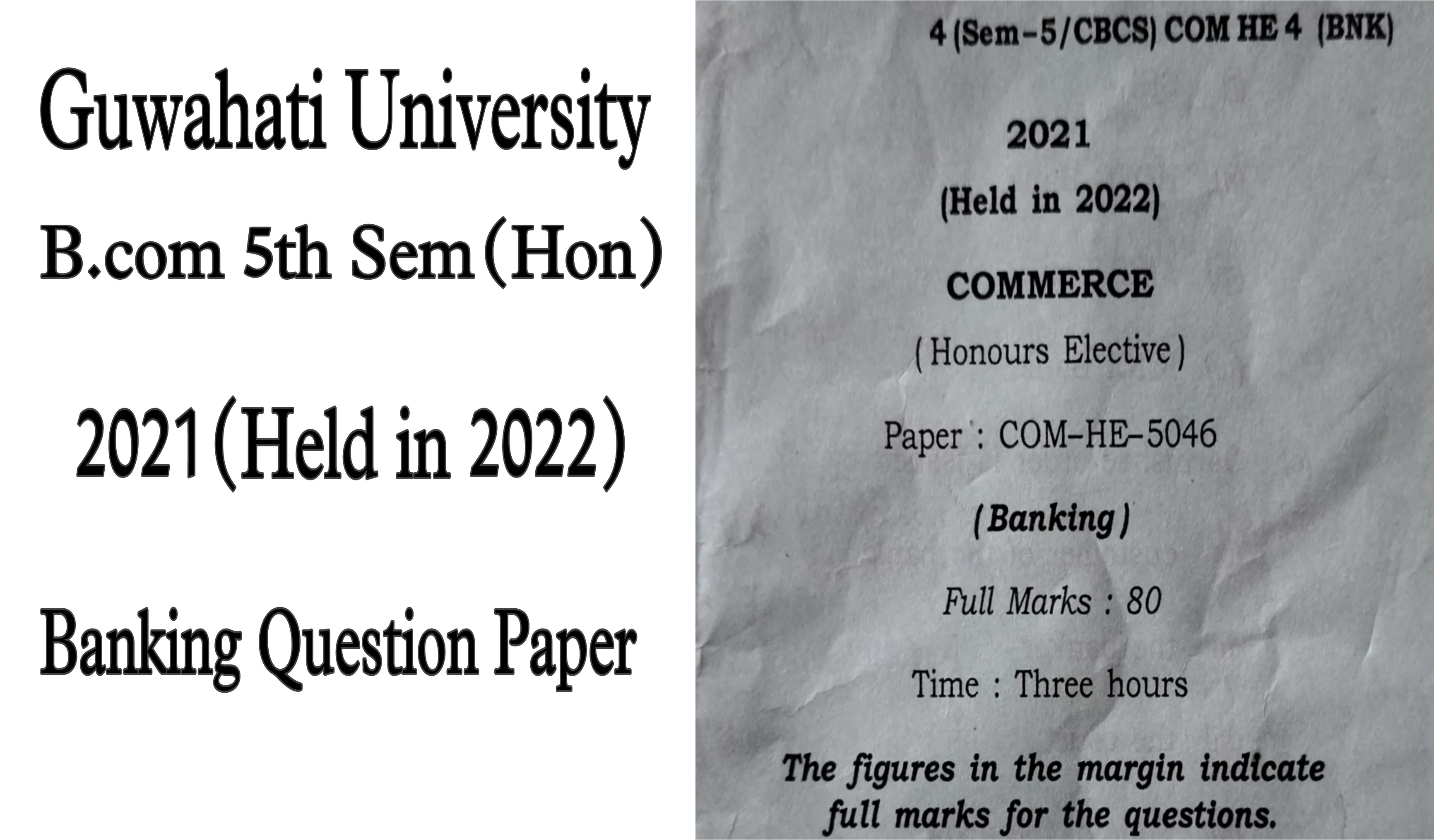 Banking Question Paper'2021| B.com 5th Sem CBCS | Gauhati University