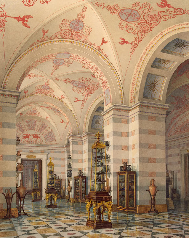 Interiors of the New Hermitage. The Room of Antiquities from the Kimmeric Bosphorus by Konstantin Andreyevich Ukhtomsky - Architecture, Interiors Drawings from Hermitage Museum