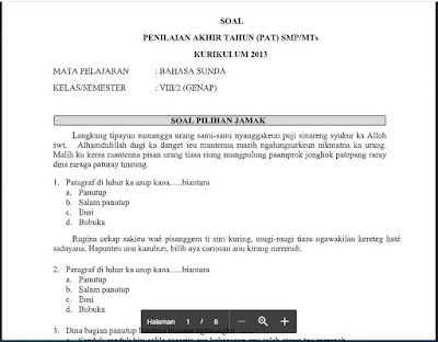 PAT Bahasa Sunda Kelas 8 Kurikulum 2013