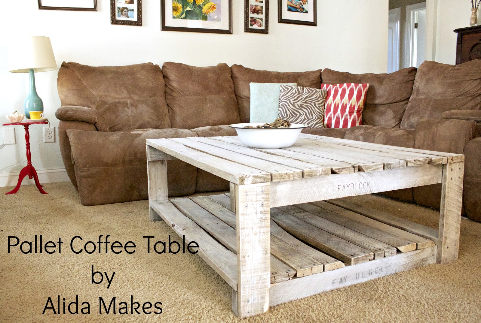 How to Whitewash a Pallet Coffee Table DIY - Alida Makes