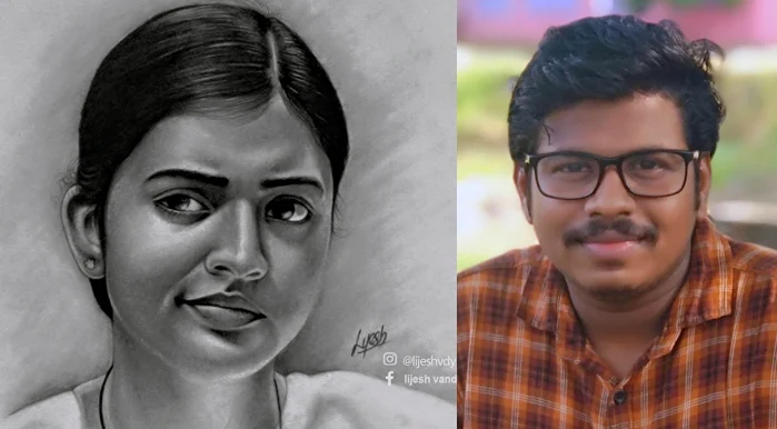 Lijesh Vandazhy, Nazriya Nazim pencil drawing