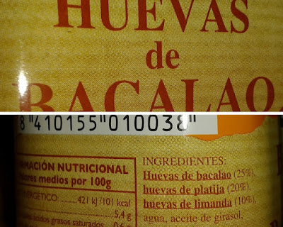 Etiqueta de huevas de bacalao