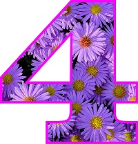 numero cuatro con diseño floral