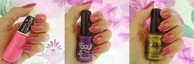 Unhas esponjadas usando esmaltes Ludurana e Novo Toque