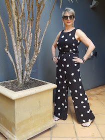 BLACK AND WHITE POLKA DOT JUMPSUIT