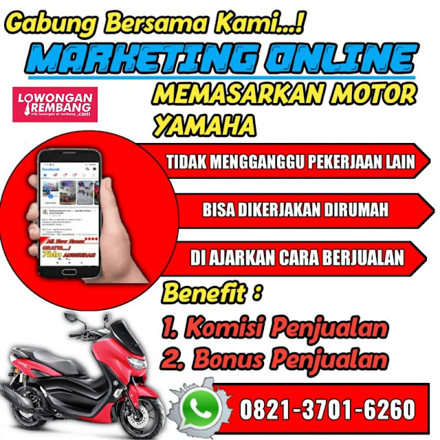 Lowongan Kerja Marketing Online Yamaha Mataram Sakti Juwana Pati Tanpa Syarat Pendidikan