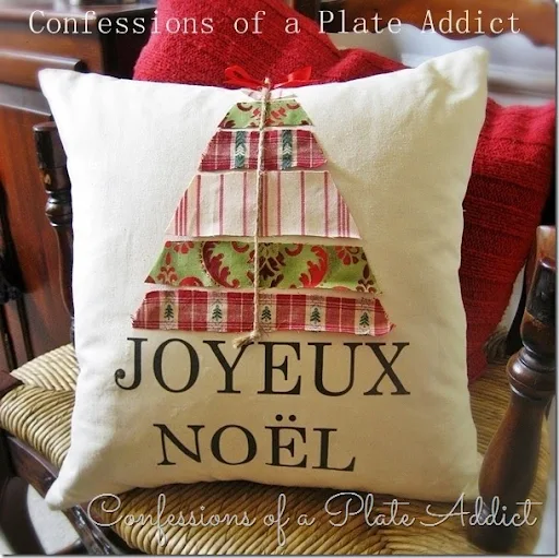 CONFESSIONS OF A PLATE ADDICT No-Sew Ballard Inspired Joyeux Noël Pillow CONFESSIONS OF A PLATE ADDICT No-Sew Ballard Inspired Joyeux Noël Pillow