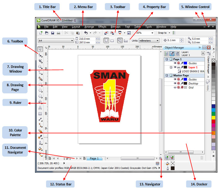 Berbagi Ilmu dan Informasi Mengenal Tampilan CorelDRAW  X5