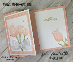 This pink Mother's Day Card uses Stampin' Up!'s Timeless Tulips Bundle (includes the Tulip Builder Punch).  The instructions are on the blog - click the picture to go there!)  #StampTherapist #StampinUp