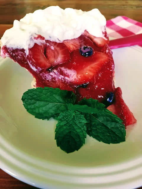 Strawberry & Blueberry Ice Box Pie at Miz Helen's Country Cottage