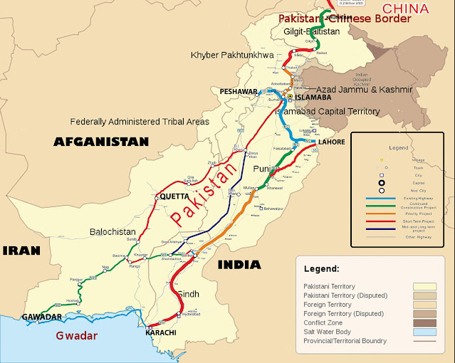 Map of CPEC routes (Motorways/Highways)