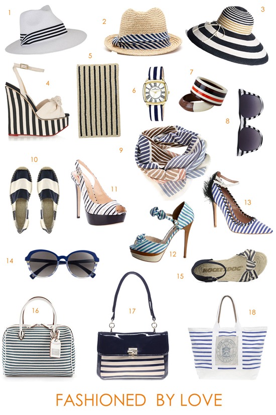 stripes nautical accessories shoes bags hats sunglasses