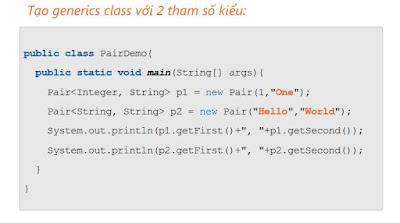 Tạo generics class với 2 tham số kiểu trong lập trình java