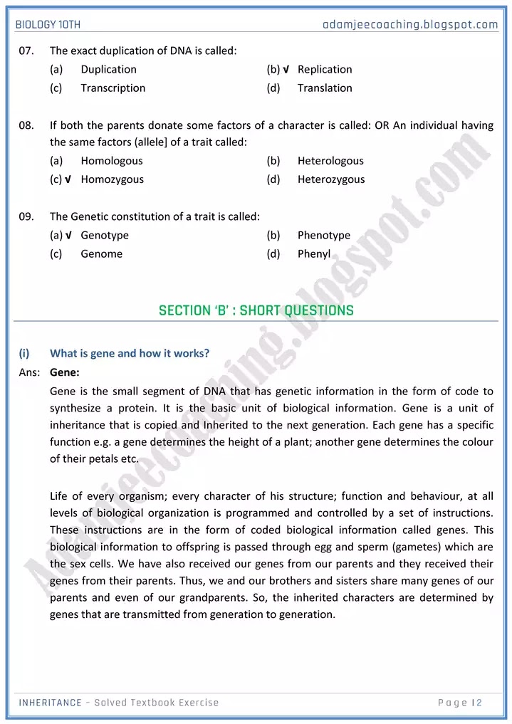 inheritance-solved-textbook-exercise-biology-10th