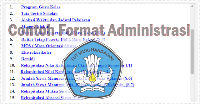 Contoh Format Administrasi Sekolah Dasar Terbaru Tahun Pelajaran 2017/2018