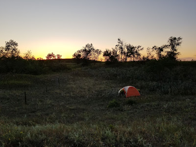 Sunset over campsite Qu'Appelle Valley.