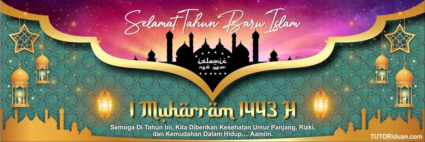 Desain Spanduk Banner Tahun Baru Islam 1 Muharram 1443 H (Free CDR