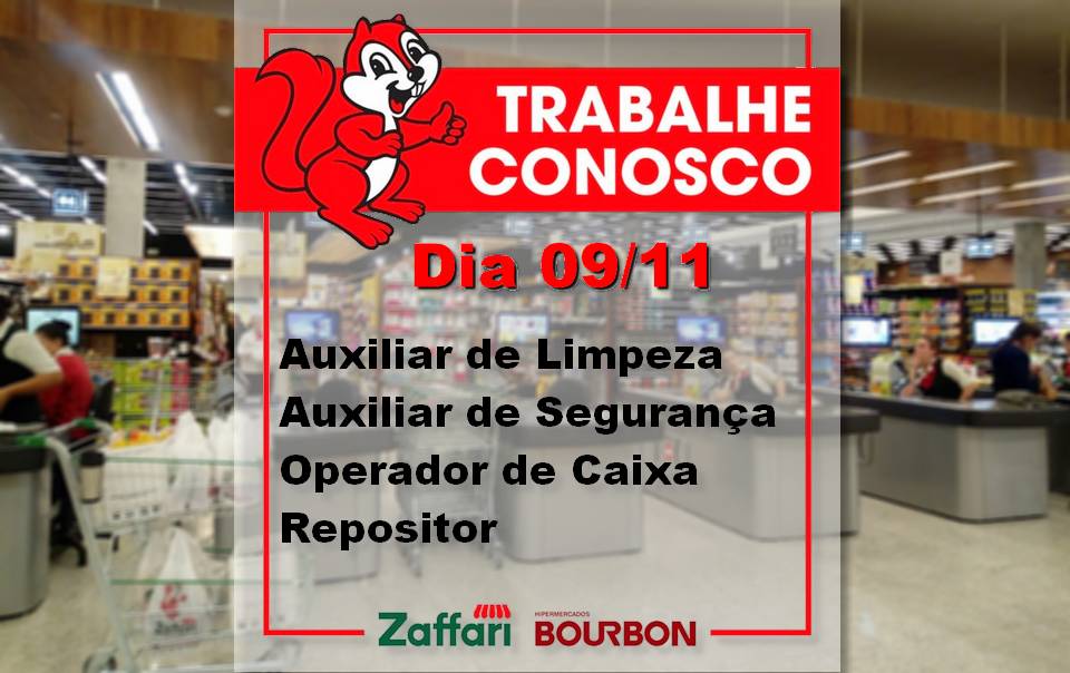 Zaffari anuncia vagas para Auxiliares de Limpeza, de Segurança, Caixa e Repositores em Porto Alegre