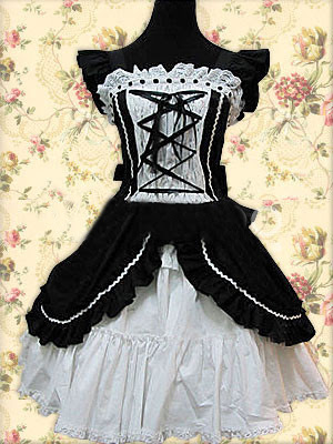 Cotton Black Short Sleeves Gothic Lolita Dress