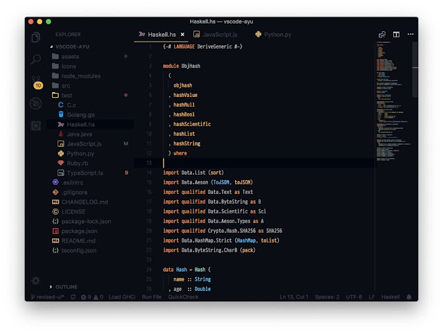 ayu vscode theme