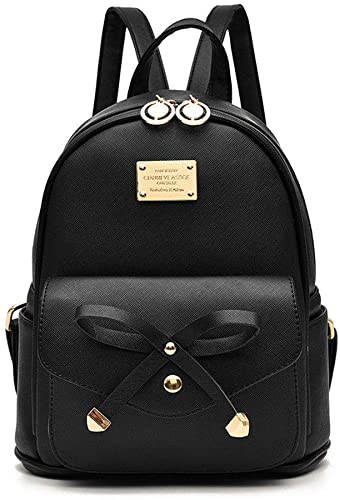 Girls Bowknot Cute Leather Backpack Mini Backpack Purse for Women 