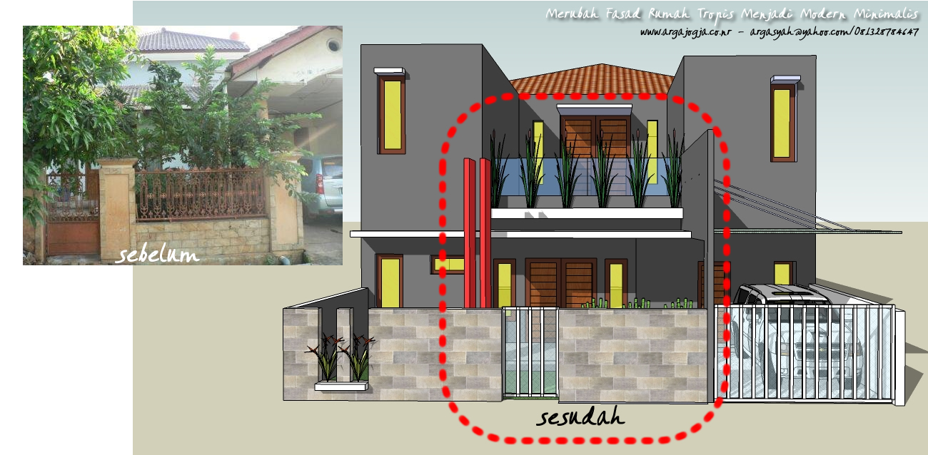 Merubah Fasad Rumah Tropis Menjadi Modern Minimalis Merubah Fasad Rumah Tropis Menjadi Modern Minimalis