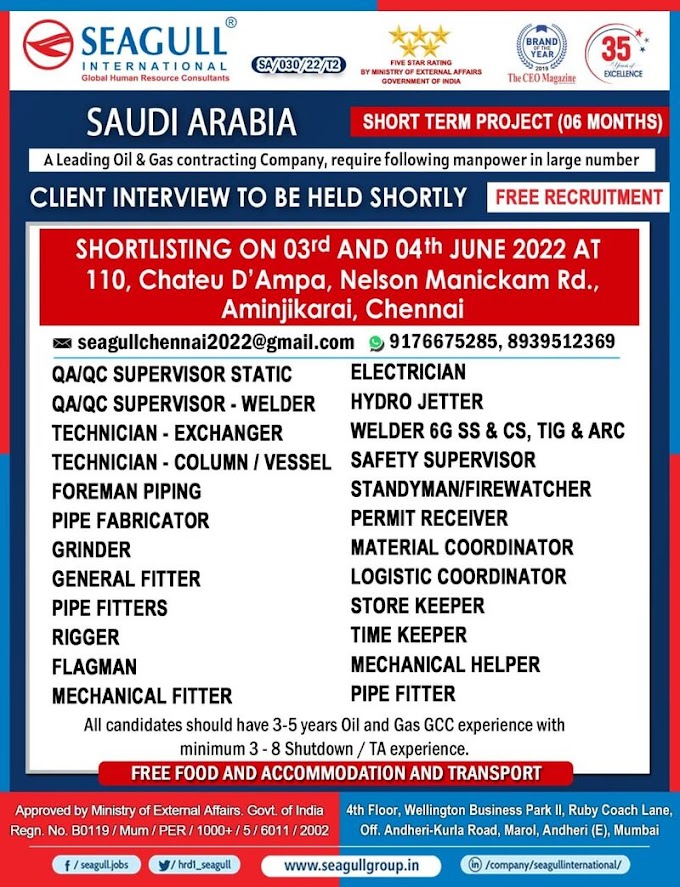 Shortlisting for Short Term Jobs in Saudi Arabia: Free Recruitment