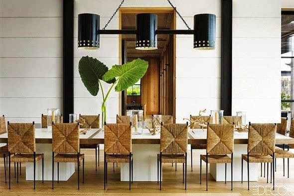 elle decor modern dining room natural fiber seagrass chairs