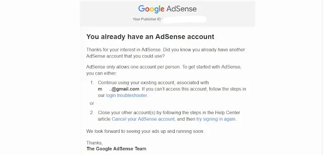 আগে থেকে একটি AdSence একাউন্ট রয়েছে  100% কার্যকরী সমাধান  You already have an AdSense account