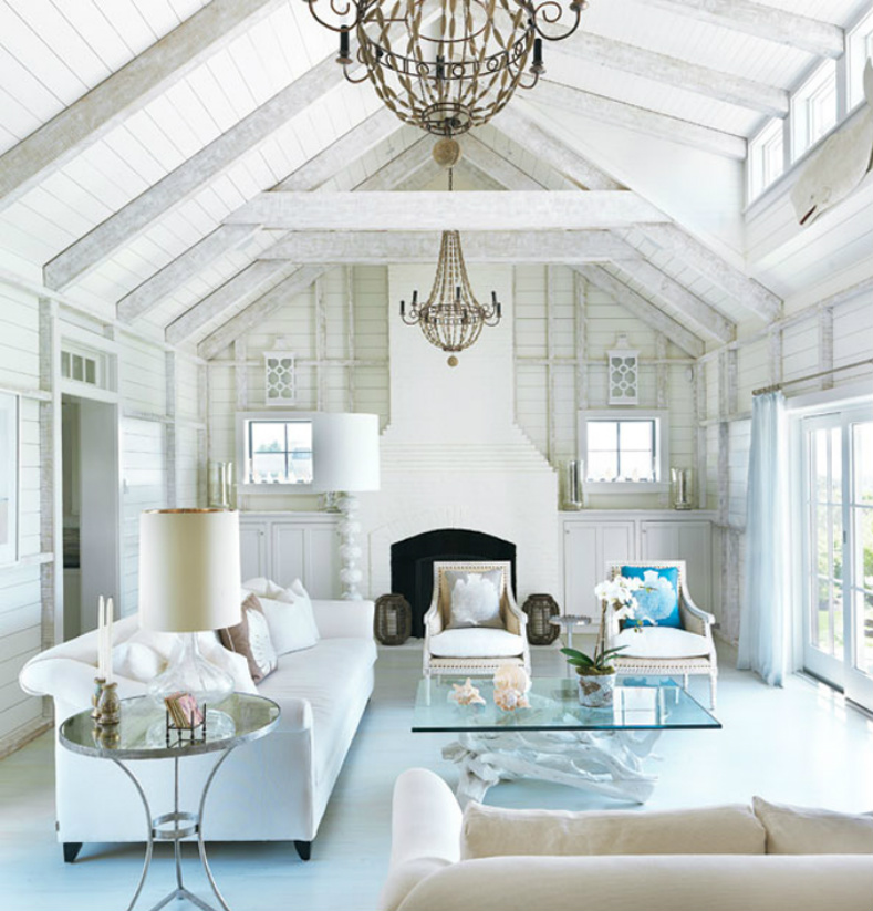 White Coastal Modern Living Room