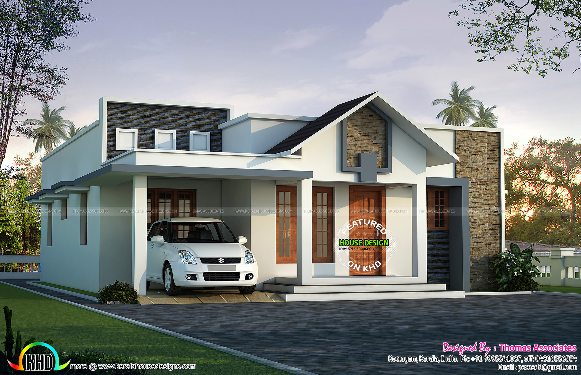 1800 sq ft 4 Bed single floor villa Kerala home design 