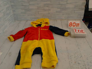 中古品　ベビー服　８０ｃｍ　ディズニー　POOH　長袖カバーオール　１１０円