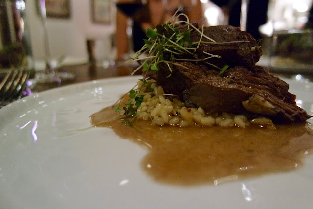 Venison Shoulder: mushroom risotto, thyme & garlic jus