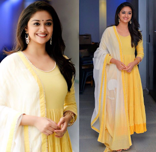 Keerthy Suresh in Yellow Dress with Cute and Awesome Lovely Smile for Press Meet 2