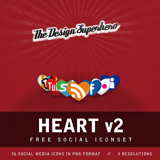 Free Social Bookmark Icon Set - Heart V2Icons Set - 39 icon set - Suitable for Bloggers