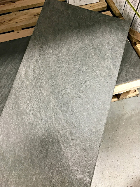 Dark gray stone-looking tile 