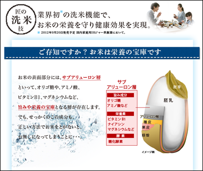 栄養価の高いごはんを実現する「洗米機能」｜ヘルシオ炊飯器：シャープ - Google Chrome 20120823 233711