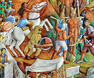 Detalle de l  mural Historia de Michoacán