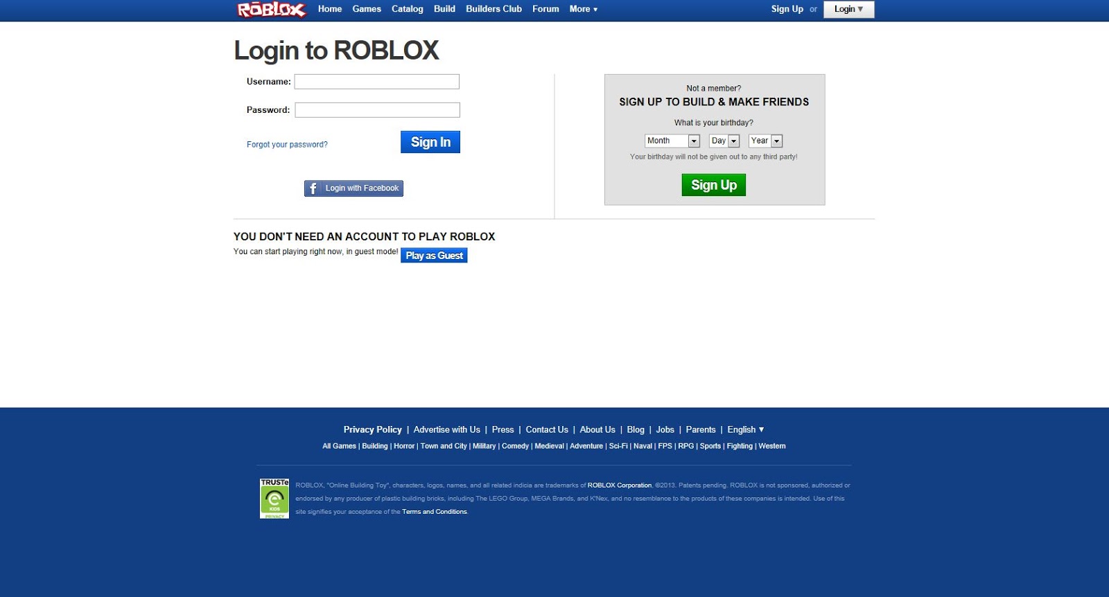 Unofficial Roblox Roblox Blue Panel Update On Website - roblox login sign in page