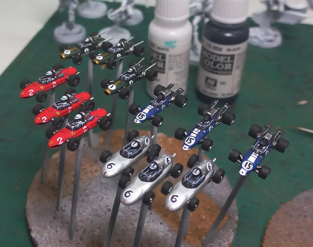 F1 cars tokens, miniatures for HEAT painted