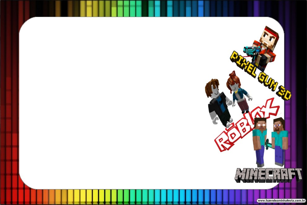 Pixel Gum 3d Roblox And Minecraft Free Printable Invitations Oh My Fiesta For Geeks - roblox and minecraft background