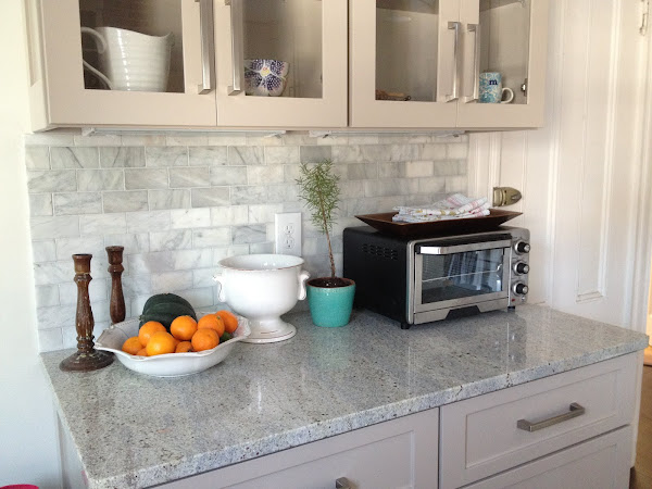 the marble backsplash